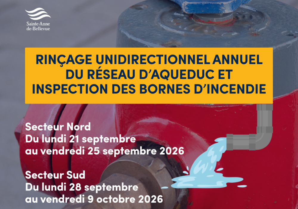 Rin&ccedil;age unidirectionnel annuel du r&eacute;seau d&rsquo;aqueduc et inspection des bornes d&rsquo;incendie
