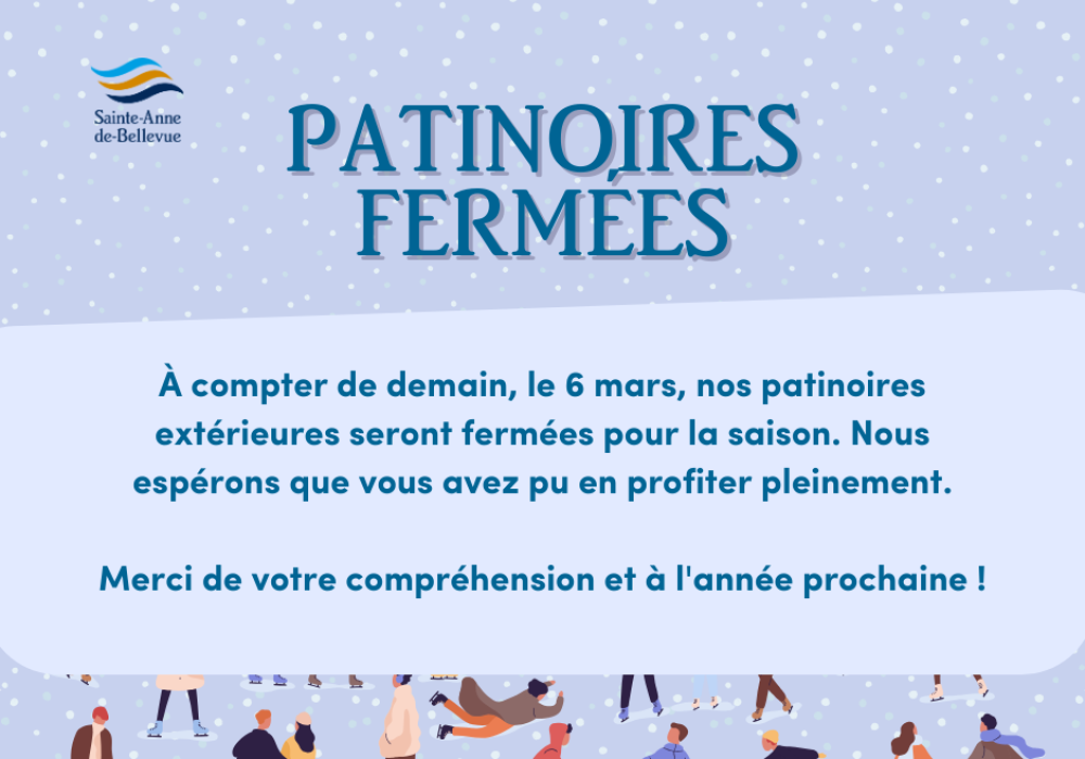 Fermeture des patinoires pour la saison