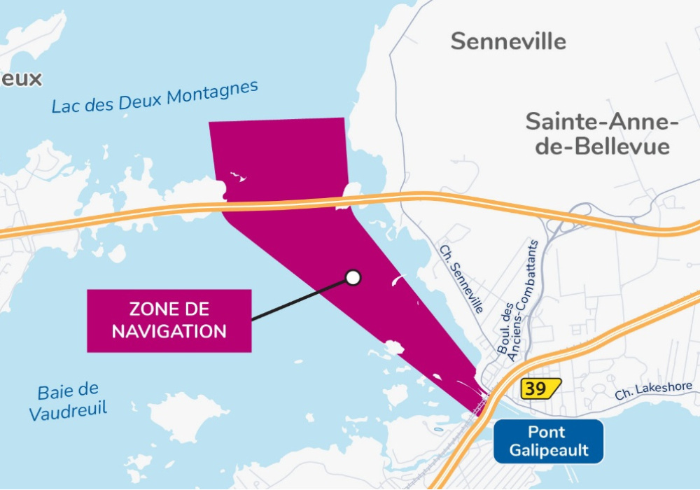  Travaux dans le lac des Deux Montagnes et la baie de Vaudreuil | Secteur du pont de l&rsquo;&Icirc;le-aux-Tourtes