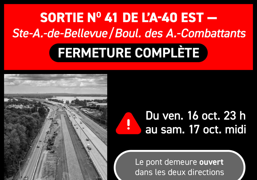 Exit 41 of the A-40 (eastbound) will be closed from October 16 to 17