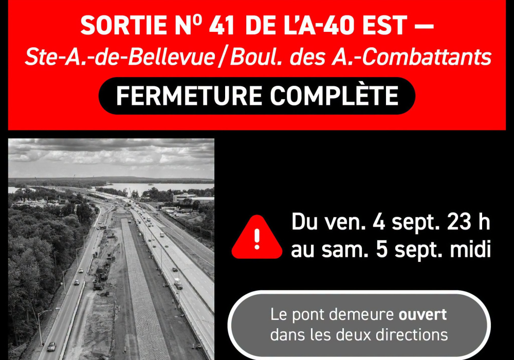 Exit 41 of the A-40 (eastbound) will be closed from September 4 to September 5