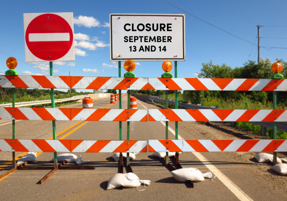 Closures during the weekend of September 13–14 