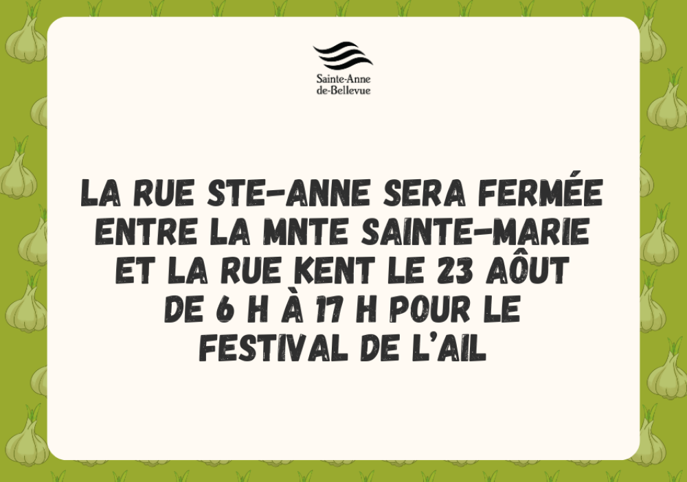 Fermeture de rue pour le festival de l’ail