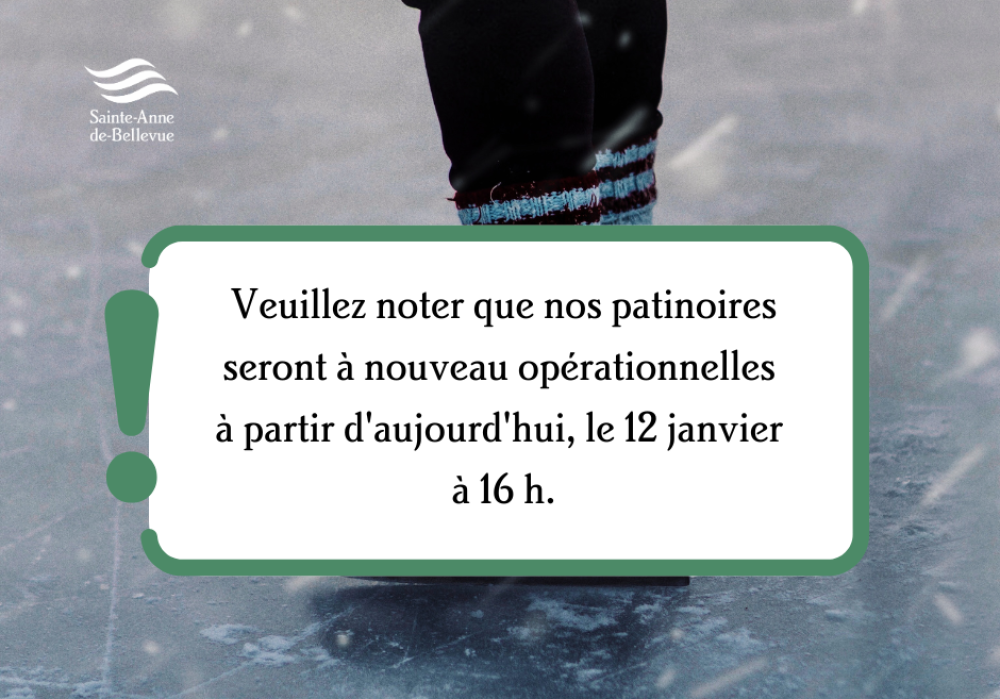 Les patinoires rouvrent le 12 janvier &agrave; 16 h