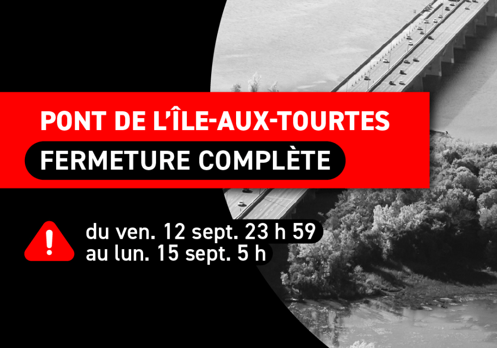 Fermeture complète de l’A-40 entre Saint-Charles et Boulevard des Anciens-Combattants pour des travaux sur le pont de l’Île-aux-Tourtes