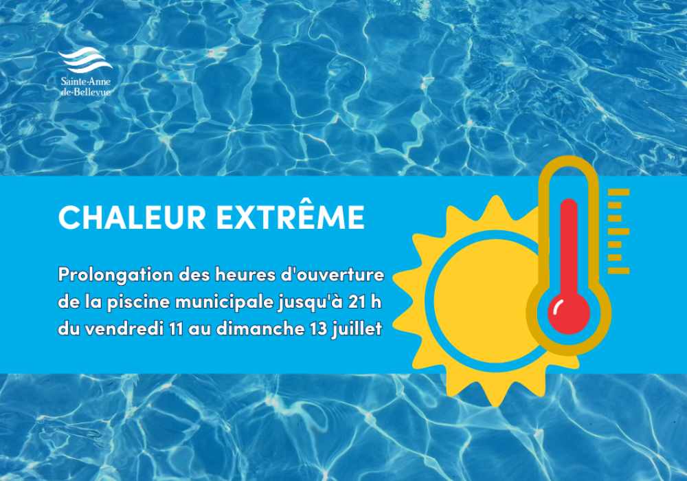 Prolongation des heures d’ouverture de la piscine municipale - 11 au 13 juillet