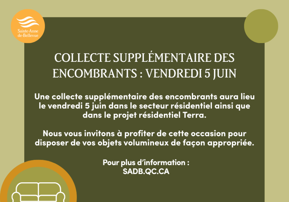 Collecte suppl&eacute;mentaire des encombrants : vendredi 5 juin