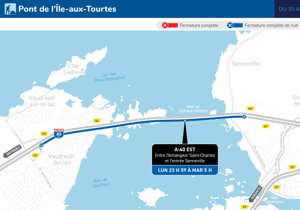 Closure of Highway 40 (eastbound) overnight from March 30 to 31