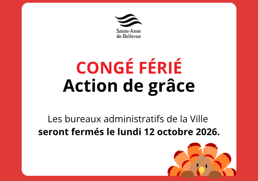 Fermeture des bureaux administratifs de la Ville pour l&rsquo;Action de gr&acirc;ce